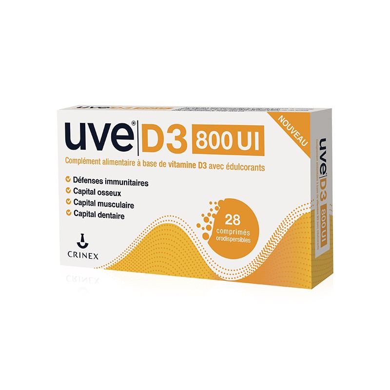 UVE D3 800 UI complément alimentaire à base de vitamine D3 sous forme de comprimés orodispersibles